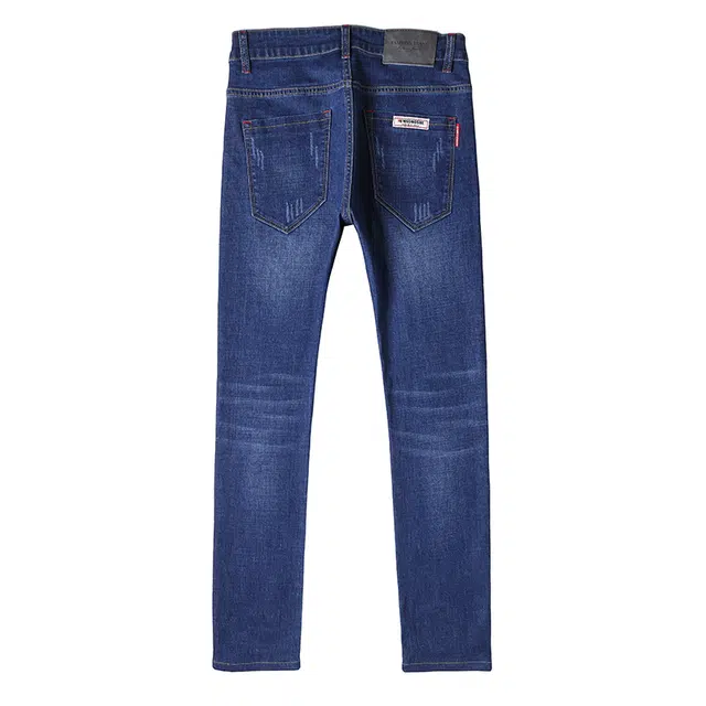 雅鹿 修身水洗做旧舒适百搭潮牌耐磨高街美式牛仔裤 男款