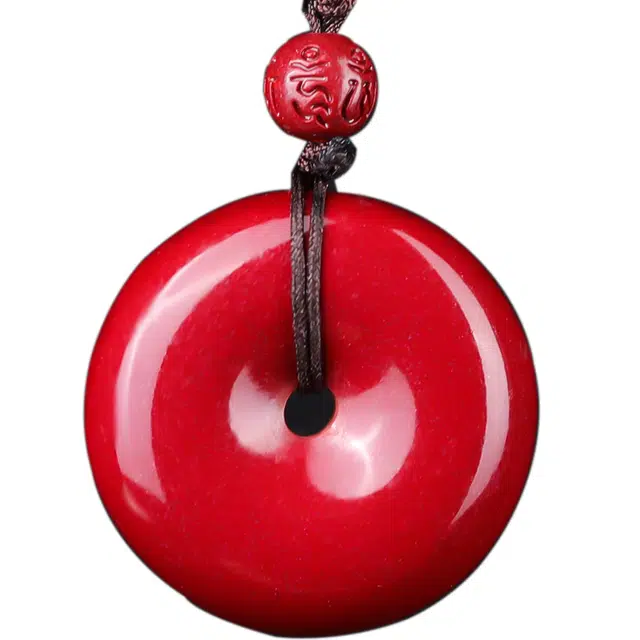 豆蔻时光 礼赠 国风国潮本命年经典 平安扣 再造辰砂朱砂 玉石吊坠 男女同款情侣款