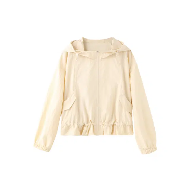 花栗鼠小姐 纯色连帽宽松长袖防晒服 女款