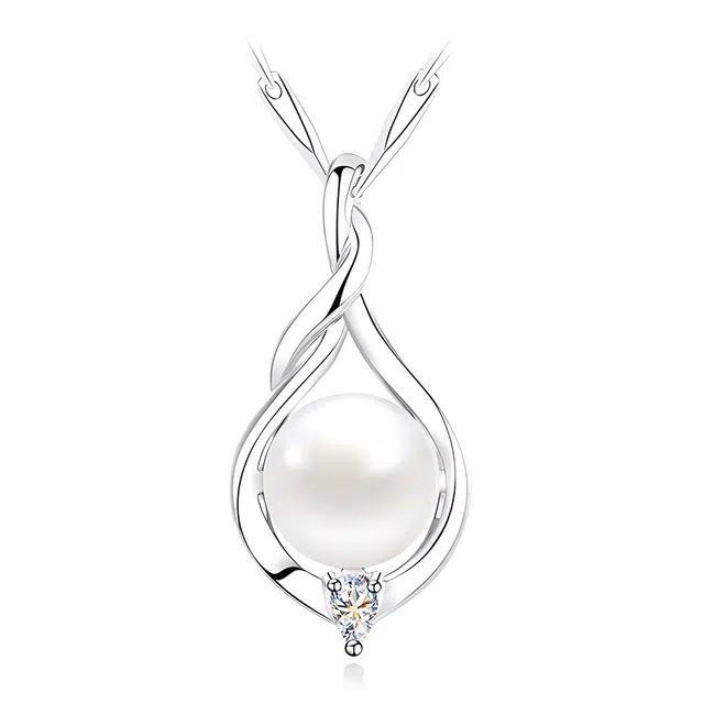 东方佳人 珍爱一生吊坠轻奢小众优雅高级感气质百搭锁骨链新中式国潮风年轻款可调节女生饰品妈妈纪念日 淡水珍珠 项链 女款 银色