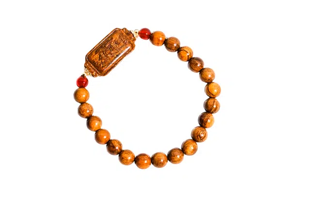 天纵 新中式小众设计高级感 考研考公上岸学业 雕刻六字箴言平安单圈 贡木 木作手串 男女同款情侣款 贡木