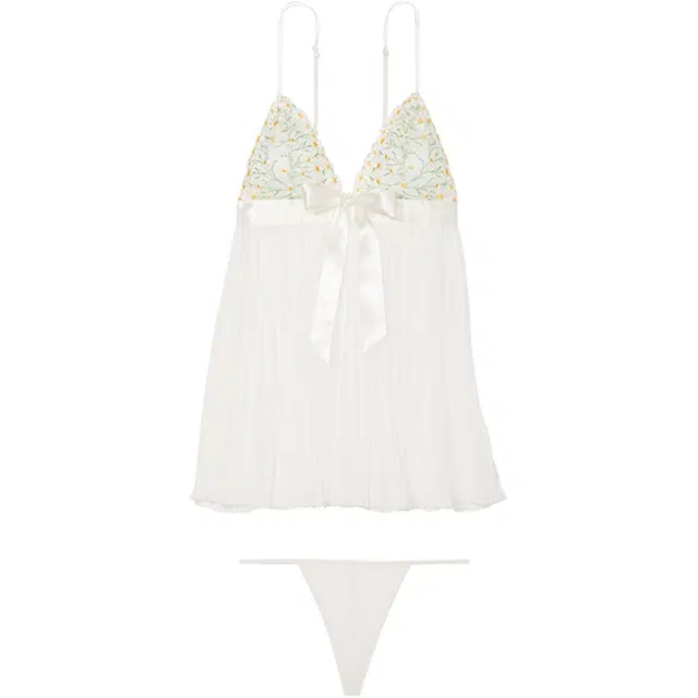 Victoria's Secret VERY SEXY Daisy ChainEmbroidery PleatedBabydollSet