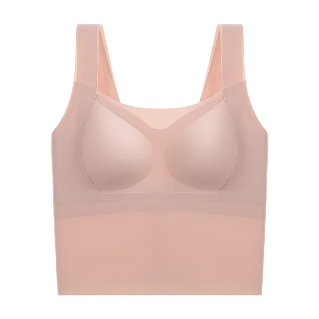 欧迪芬 纯色侧收无痕美背舒适自带胸垫无钢圈宽肩带背心 女款