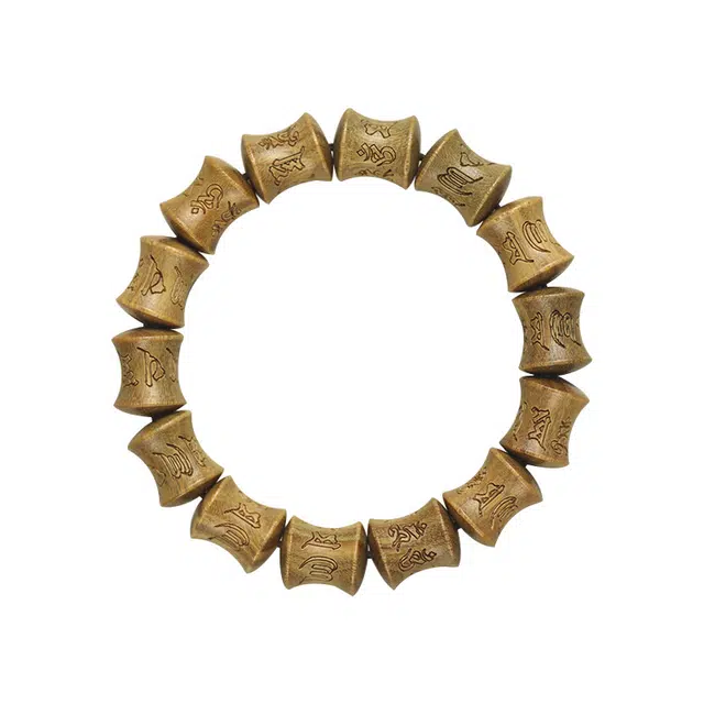 琉堇 节节高升考研上岸转运珠 国风六字真言竹节佛珠 普陀好运相伴文玩串珠 手持盘玩念珠 绿檀 木作手串 男女同款情侣款 绿檀