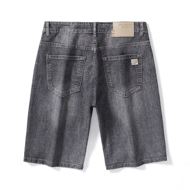 雅鹿 宽松百搭中腰水洗耐磨薄款五分牛仔短裤 男款 灰色