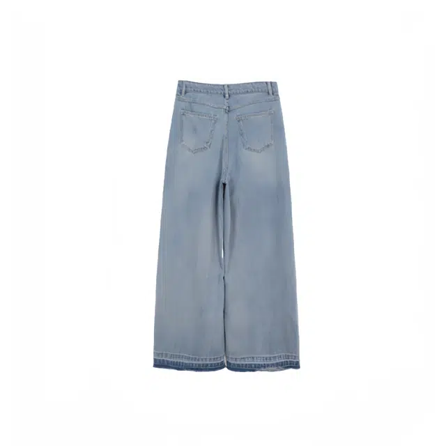 木清清 复古高腰宽松阔腿牛仔裤 女款 蓝色