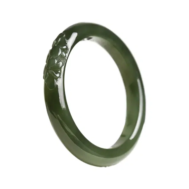 舒杰 花开富贵雕花手镯 和田玉 孤品  中式国风 和田玉手镯 母亲浪漫好礼  玉镯送女 男女同款情侣款 青白玉