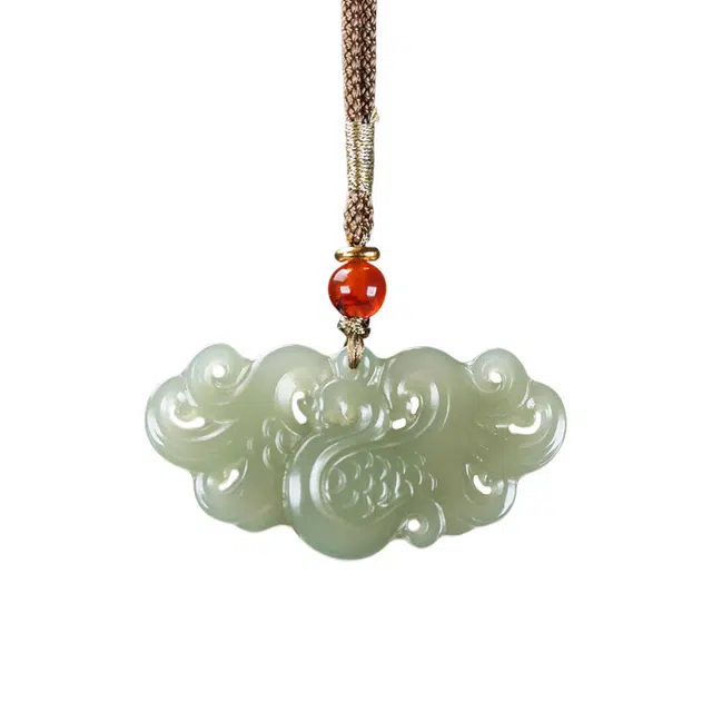 舒杰 凤凰如意锁项链 和田玉 孤品  中式如意锁 款式新颖 送女玉项链 男女同款情侣款 青白玉