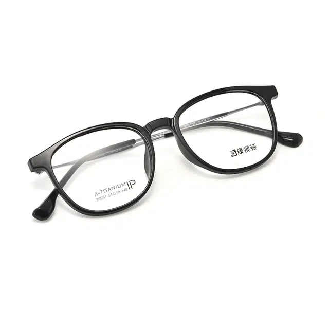 【联系客服可配度数】 康视顿 冷茶色近视素颜 板材镜架β钛 方形 光学镜架 男女同款情侣款