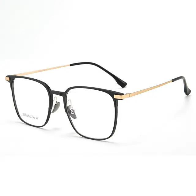 【联系客服可配度数】 康视顿 钛板商务近视眼镜框 纯钛 方形 光学镜架 男女同款情侣款 可选依视路蔡司凯米明月镜片