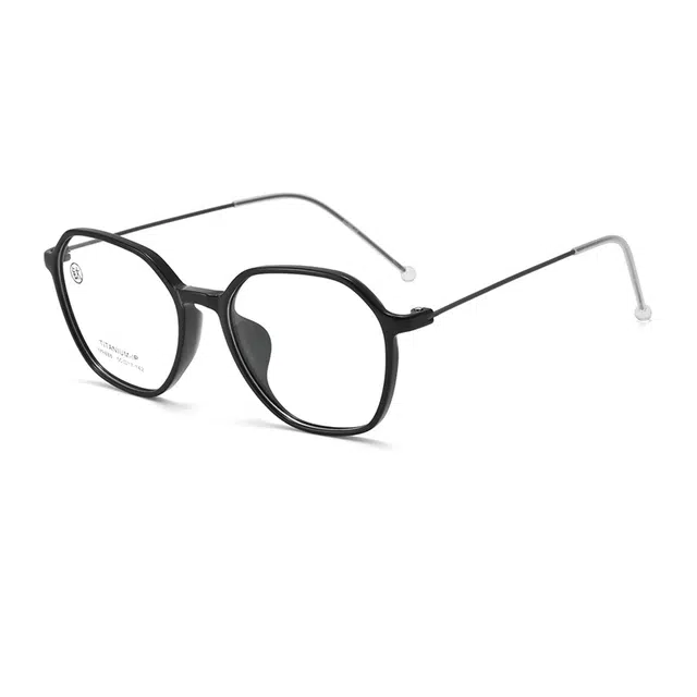 【联系客服可配度数】 康视顿 显白修颜透茶色近视眼镜框 钛 不规则形 光学镜架 男女同款情侣款 可选依视路蔡司明月凯米镜片