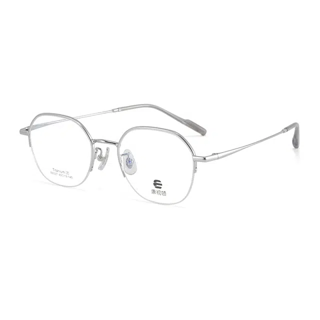 【联系客服可配度数】 康视顿 钛合金框近视眼镜框高度数适用 钛 不规则形 光学镜架 男女同款情侣款 可选蔡司明月依视路凯米镜片