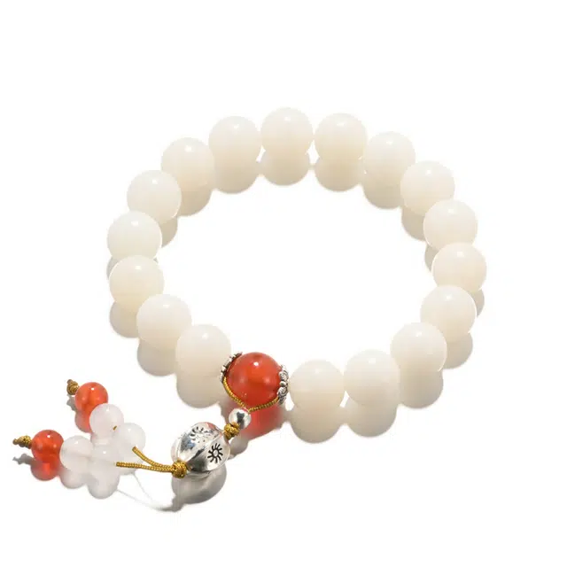 凯真 国潮民族风转运珠设计清新素雅 白玉菩提菩提子/菩提籽 手串单圈 女款