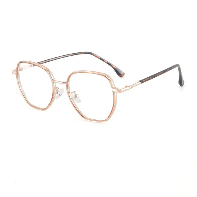 【联系客服可配度数】 康视顿 时尚近视眼镜框时尚文艺 合金 不规则形 光学镜架 男女同款情侣款 可选蔡司明月依视路凯米镜片