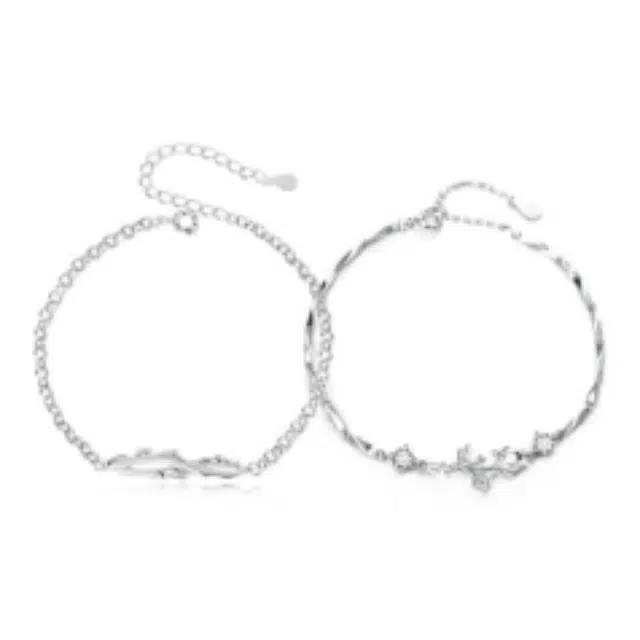 大唐国鼎  小清新 简约 高级精致 森系 冷淡风 轻奢气质百搭冷淡风 不规则纹理 花卉设计 合金  手链 男女同款情侣款