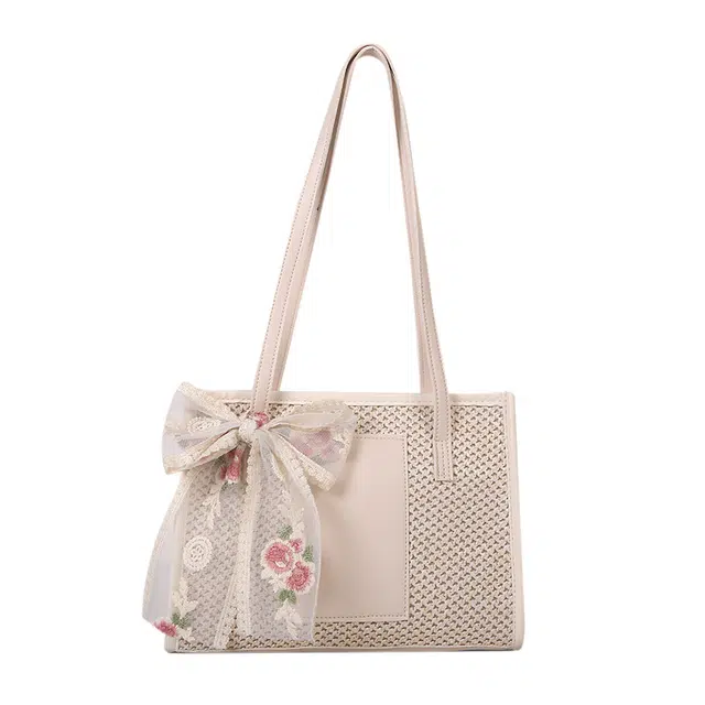 草丛喵喵喵 森系田园风小清新休闲春日出游小众设计海边慵懒风高级质感 编织 单肩包 女款 多色