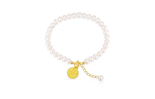 复古国潮小众设计新中式福牌高级 在逃公主气质 淡水珍珠 手链 女款