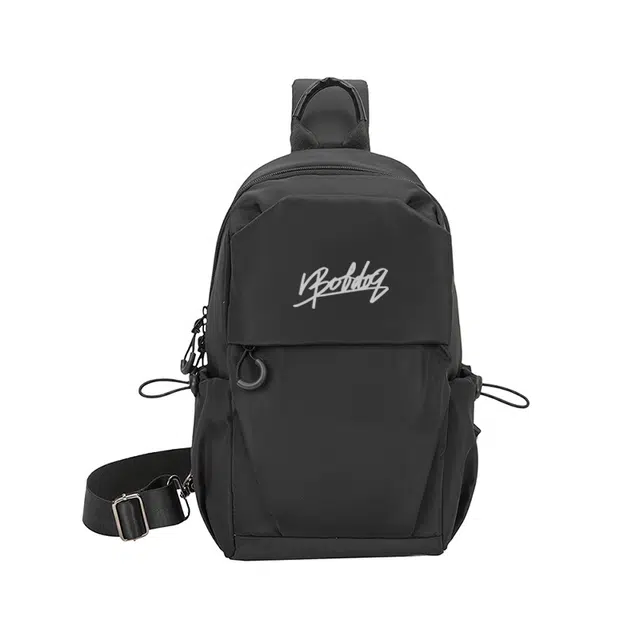 巴布豆 大容量个性时尚百搭实用斜挎单肩 防泼水耐磨材质 胸包 大号 男款 黑色/蓝色/纯黑/纯蓝