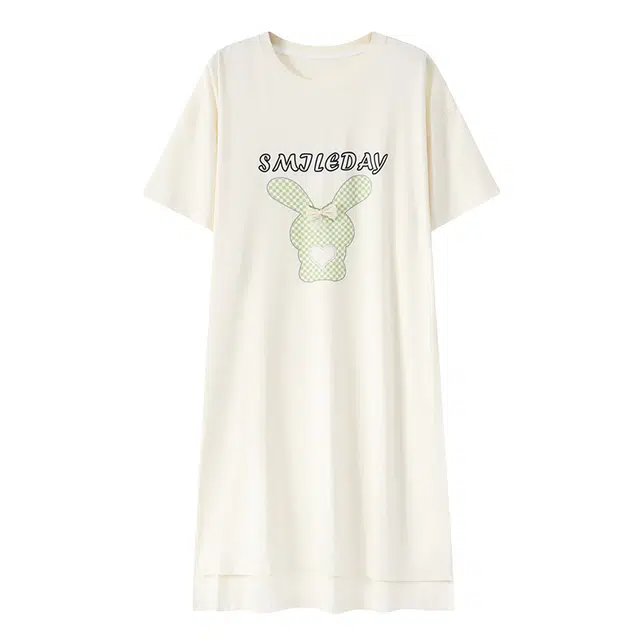 浪莎 圆领简约舒适短袖睡裙 女款 字母奶白