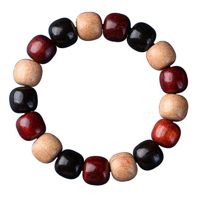 岁月静好 新中式国潮复古民族风多宝珠 文玩佛珠老型珠桶珠 檀木 木作手串 男女同款情侣款 黑檀