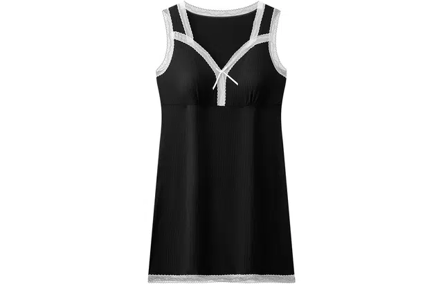 宫蝶 莫代尔无袖睡衣家居服纯色柔软舒适型睡裙 女款