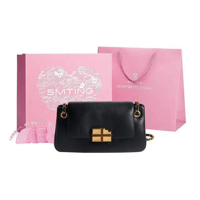 西木汀 南巷清风时尚百搭小众 牛皮 单肩包链条包斜挎包 小号 女款 咖啡色/夜幕黑/米白色