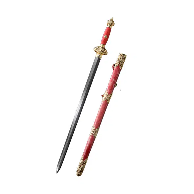 天子剑 八仙佩剑 纯铜装鎏真金木胎 珍珠鲛鱼皮花纹 钢未开刃 成品模型