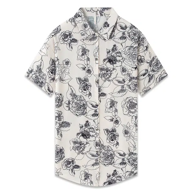 好福份 高级感舒适短袖睡衣裙宽松大码冰丝衬衫睡裙 女款 米白色