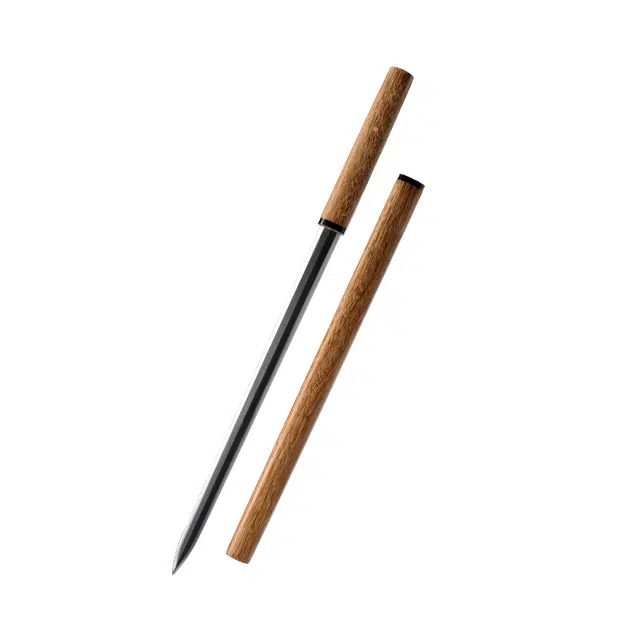 天子剑 素影唐剑 鸡翅木实木鞘柄牛角挡口 百炼花纹 钢八面剑身未开刃 成品模型