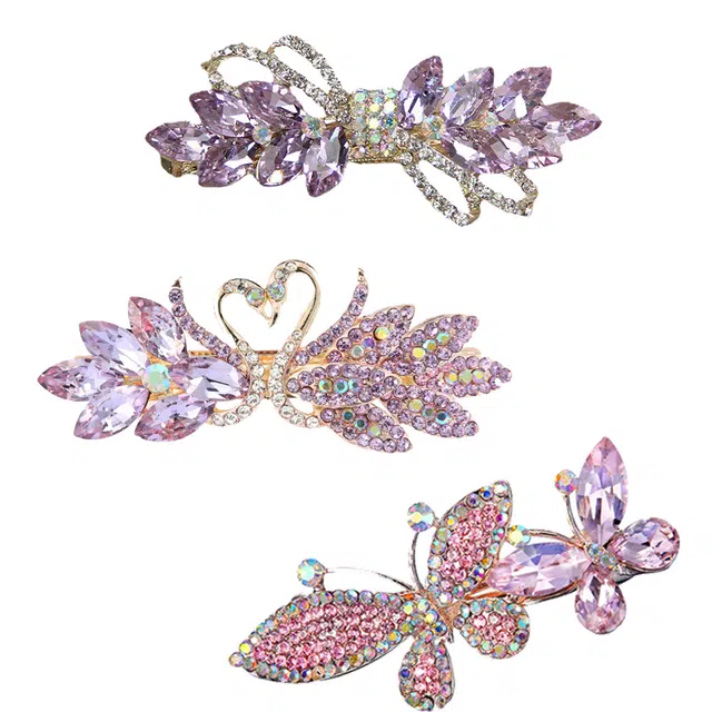 妖娆猫 天鹅弹簧夹子后脑勺套装高级感发卡一字夹 发夹 女款