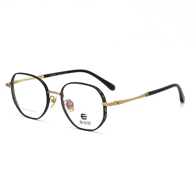 【联系客服可配度数】 康视顿 眼镜轻巧钛材宽边设计适用高度数近视眼 纯钛 不规则形 光学镜架 男女同款情侣款