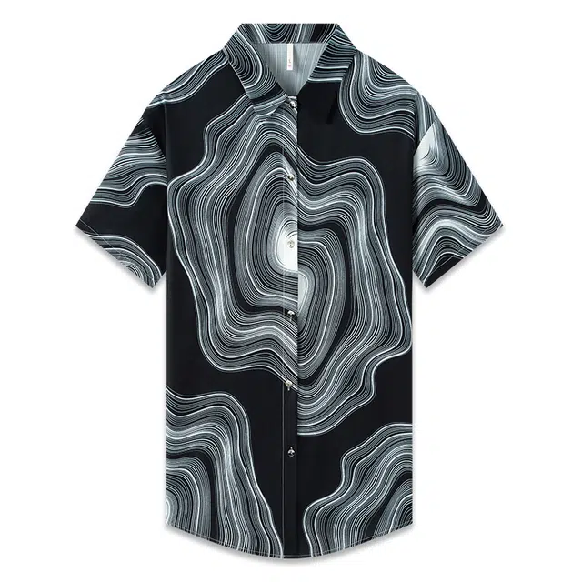 好福份 短袖翻领睡衣裙宽松大码性感冰丝衬衫睡裙 女款 黑色