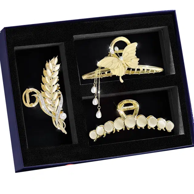 妖娆猫 气质发饰女新中式古风鲨鱼夹三件套高级感头饰发卡创意实用礼品女生 抓夹 女款