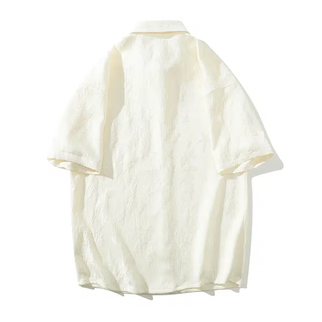 北欧攻略 美式复古与新中式风格提花短袖衬衫 男女同款