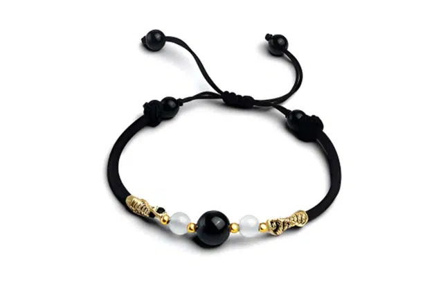 尚银福 相思豆 轻奢小众高级感 新中式复古国风几何转运圆珠编织绳手饰 时来运转 织物 手链 男女同款情侣款