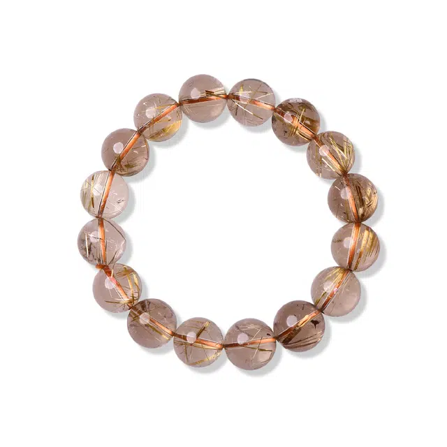 祥燕 新中式国潮冰感十足发丝鲜艳粗壮金发晶转运珠 水晶 手串 男女同款情侣款