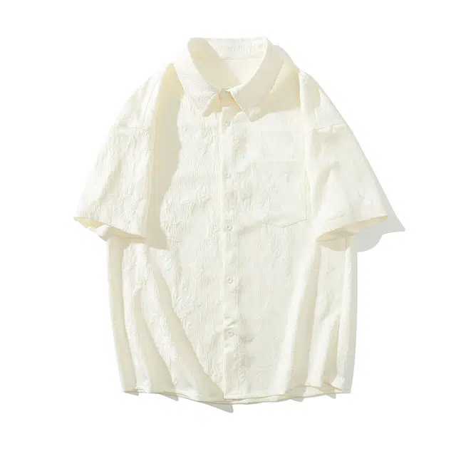 北欧攻略 美式复古与新中式风格提花短袖衬衫 男女同款