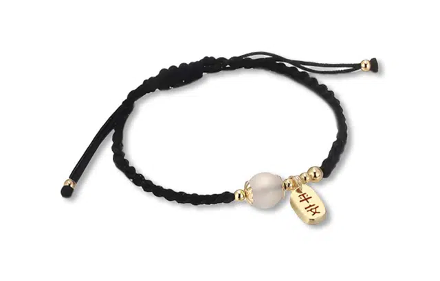 尚银福 平安转运珠 国潮复古新中式简约小众设计高级感 金色立体平安牌招财纳福转运珠可调节编织绳 织物 手链 男女同款情侣款