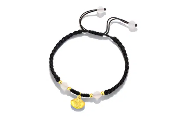 尚银福 福字长命锁 新中式小众设计感 国潮复古民族风祥云如意福字长命锁编织绳 织物 手链 男女同款情侣款