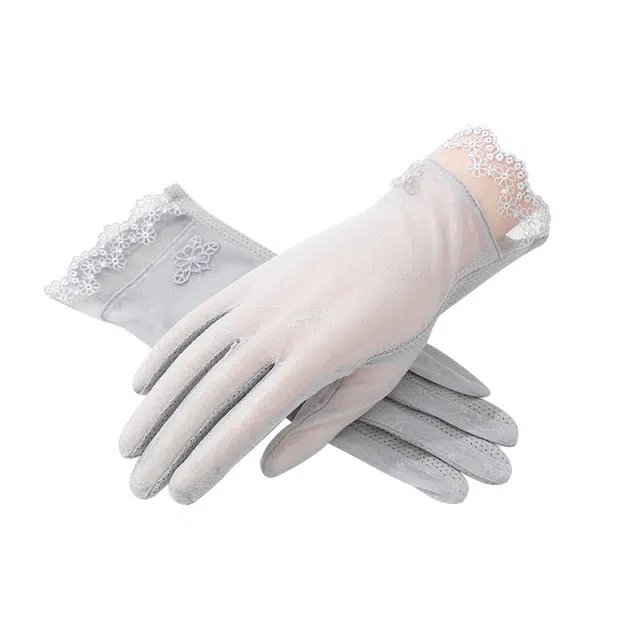 南极人 冰爽薄款透气防紫外线触屏户外开车骑行电动车防滑 防晒手套 女款