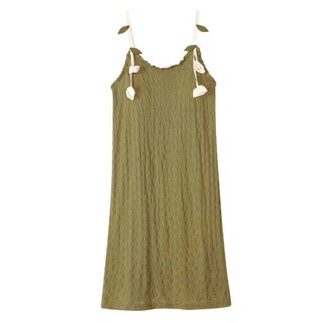 歌倩雅 薄款亲肤舒适无袖睡裙 女款 绿色