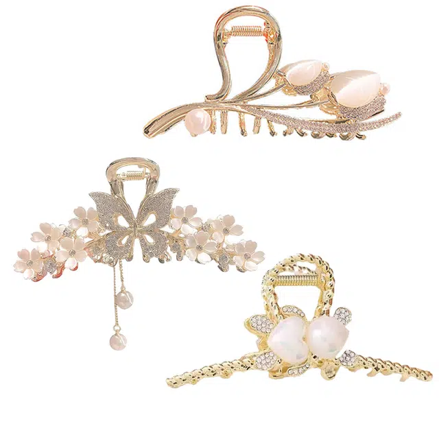 妖娆猫 郁金香后脑勺高级感一字夹盘发高马尾抓夹大号鲨鱼夹 发夹 女款 礼盒装