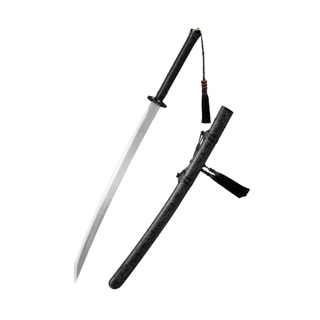 天子剑 绣春刀 杉木包布鞘合金装饰 高锰钢刀身 未开刃摆件收藏 成品模型