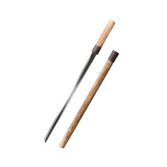 天子剑 宿风唐横刀 鸡翅木是木鞘柄古法蜡绳缠绕高锰钢刀身未开刃 摆件 成品模型