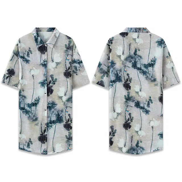 好福份 短袖睡衣裙纯欲风亲肤舒适中长款冰丝衬衫睡裙 女款 花色