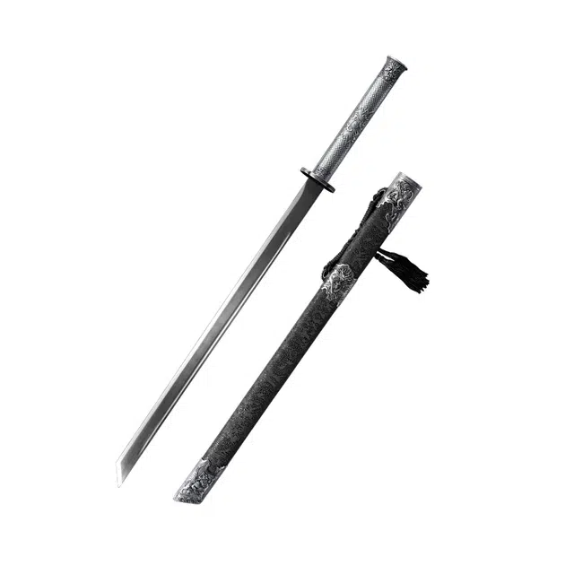 天子剑 龙魂唐横刀 杉木包布鞘合金 装饰高锰钢 单槽刀身未开刃 成品模型