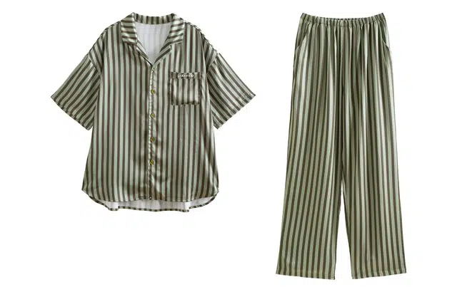 歌倩雅 舒适透气短袖亲肤凉感长裤睡衣套装 男款 绿色