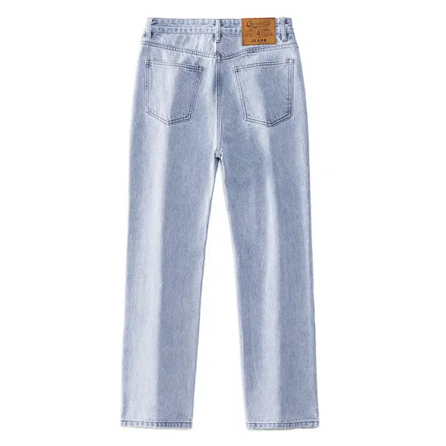 雅鹿 休闲水洗耐磨美式高街百搭宽松直筒牛仔裤 男款 晴空蓝