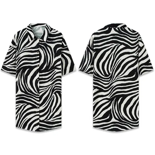 好福份 短袖冰丝睡衣裙宽松大码家居服纯欲男友风衬衫睡裙 女款 米白色