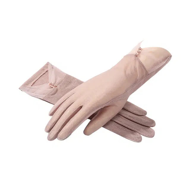 南极人 防紫外线弹力护手蕾丝透气防滑可触屏户外开车骑行 锦纶 防晒手套 女款